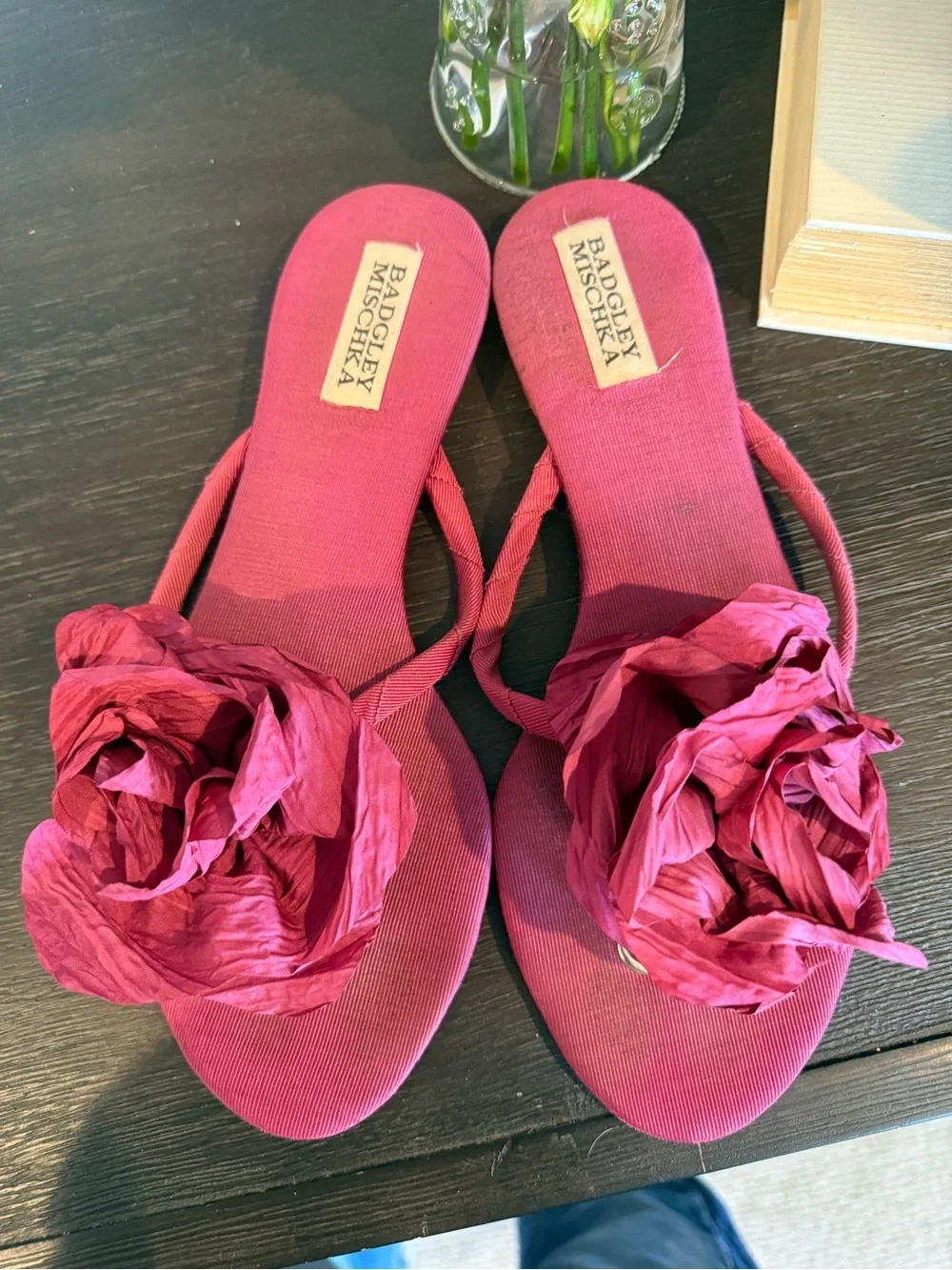 Badgley Mischka Pink Floral Appliqué Women's Sandals